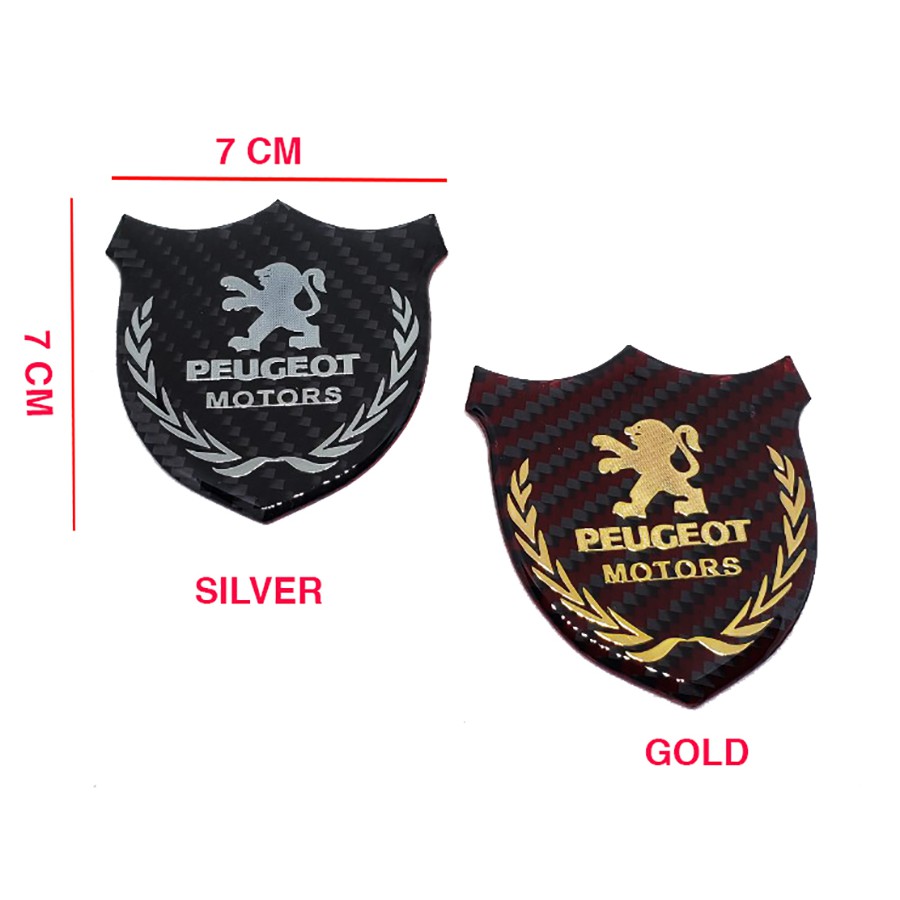 BỘ 2 DECAL DẺO 3D PEUGEOT MOTORS - 7 X 7 CM