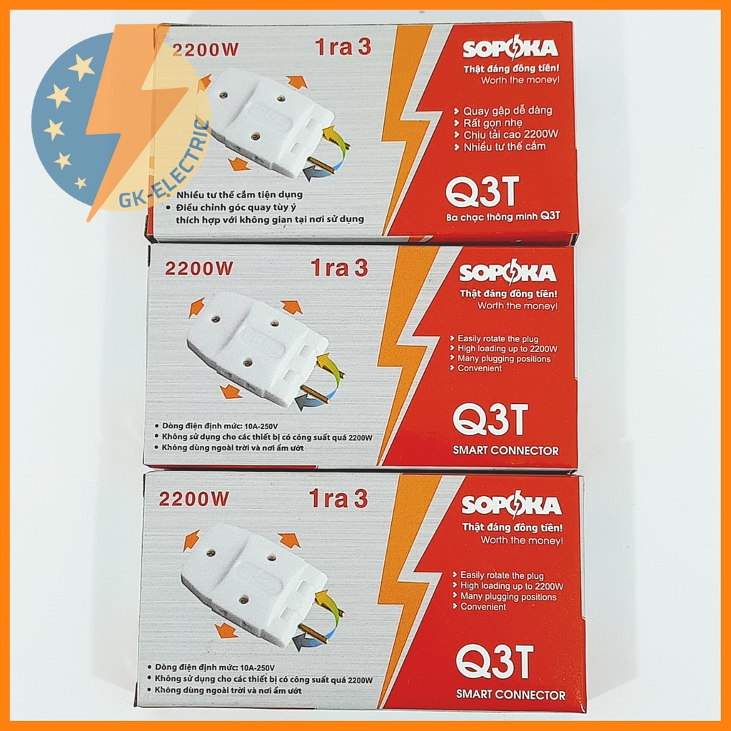 Ổ cắm chia 3, chia 5 SOPOKA chui quay gập 180 độ 2200W