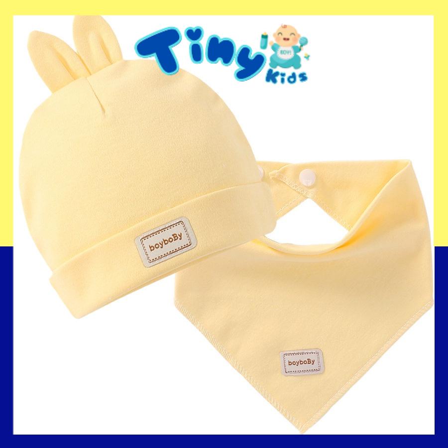 Set Mũ Kèm Yếm Sơ Sinh Chất Cotton Siêu Mềm - Tiny Kids