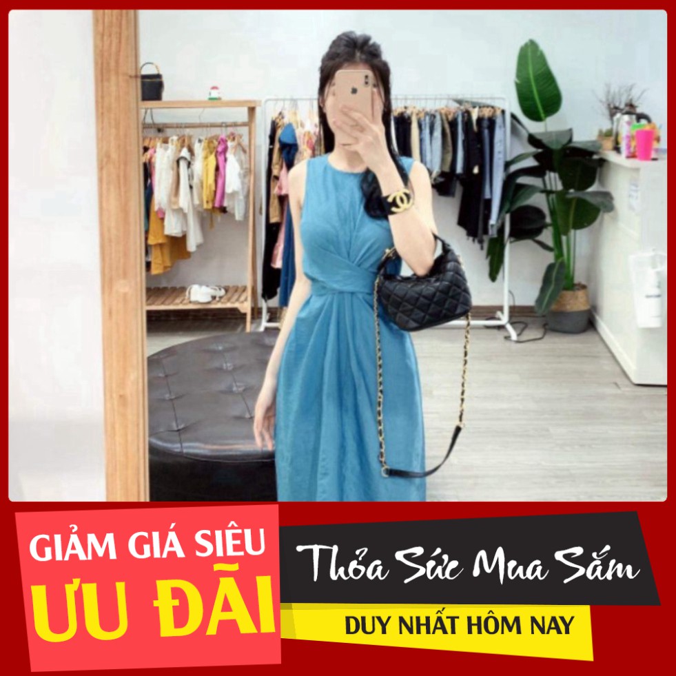 "HOT" [SIÊU RẺ] ĐẦM THẮT CHÉO EO MÀU XANH COBAN CỰC XINH SHOP