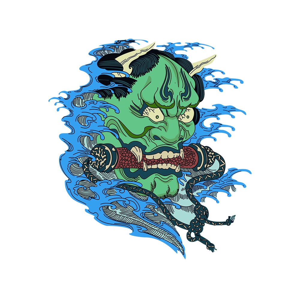 1 Đề Can Dán Trang Trí Xe Hơi / Xe Máy Oni Samurai Hình Prajna Phản Quang Chống Nước DIY