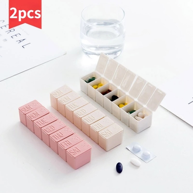 Bộ 2 Hộp Đựng Thuốc Theo Tuần 3 Màu Sắc