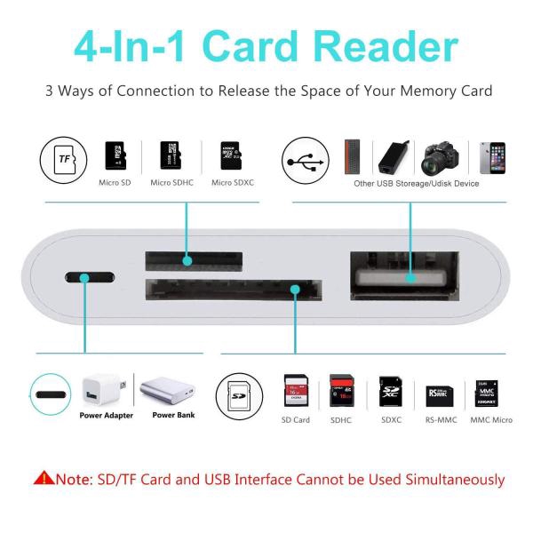 Đầu đọc thẻ nhớ camera SD/TF USB 2.0 OTG 4 trong 1 tiện dụng