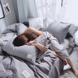 Chăn ga - cotton đũi xám nhạt