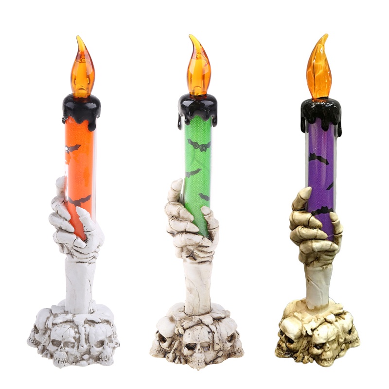 Đèn LED Điện Tử Hình Bàn Tay Đầu Lâu Không Khói Trang Trí Halloween
