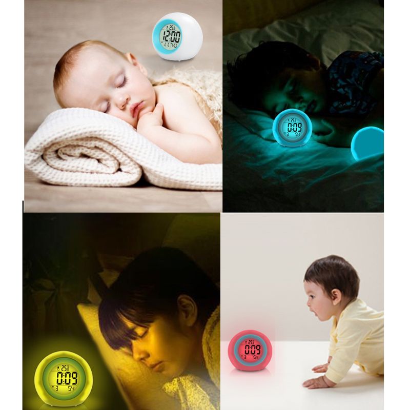 Đồng Hồ Báo Thức Điện Tử Có Đèn LED Thay Đổi 7 Màu Sắc AOTO