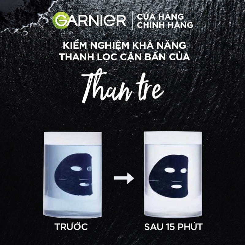 Bộ 5 mặt nạ rong biển &amp; than tre thanh lọc da Garnier Charcoal &amp; Black Algae Serum Mask