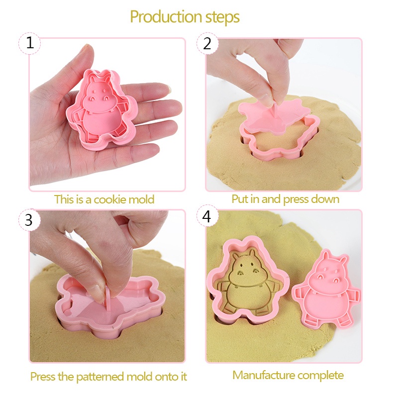 Set 8 Khuôn Cắt Bánh Quy Tạo Hình Động Vật 3D Dễ Thương