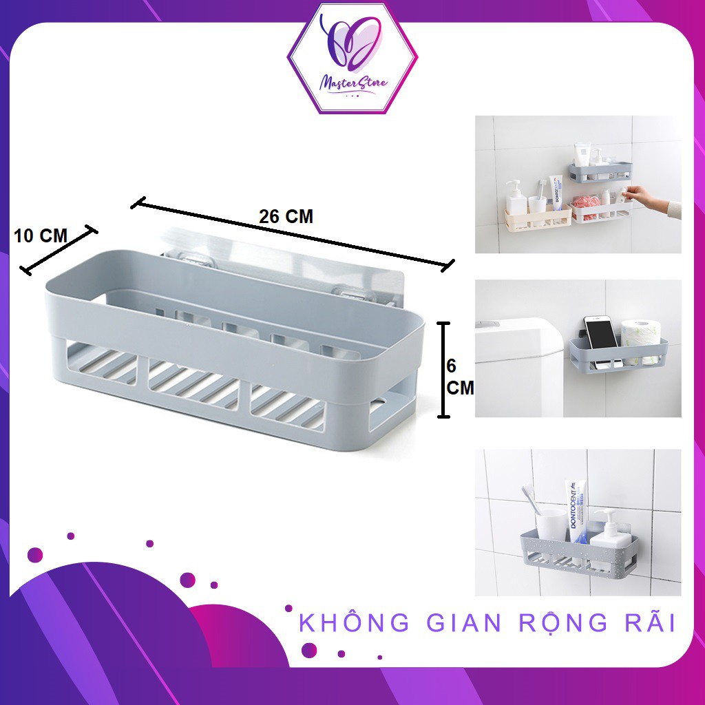 Khay kệ chữ nhật dán tường đa năng nhà tắm, nhà bếp Master Store