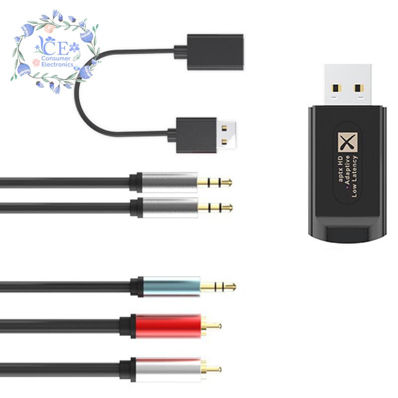 Bộ Truyền Tín Hiệu Âm Thanh USB Bluetooth 5.2 APTX 1 Sang 2/Driver-Free 3.5mm AUX Port Dành Cho PS4/PS5,A