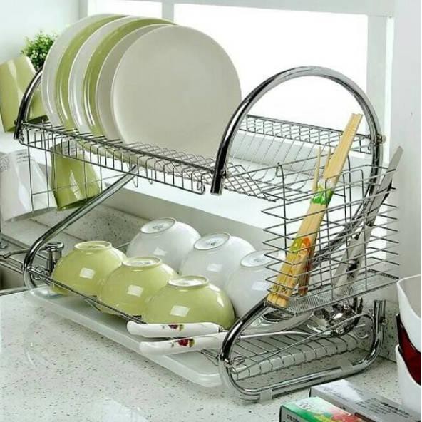 Giá Phơi Chén Dĩa 2 Tầng Bằng Thép Không Gỉ Tiện Dụng | BigBuy360 - bigbuy360.vn