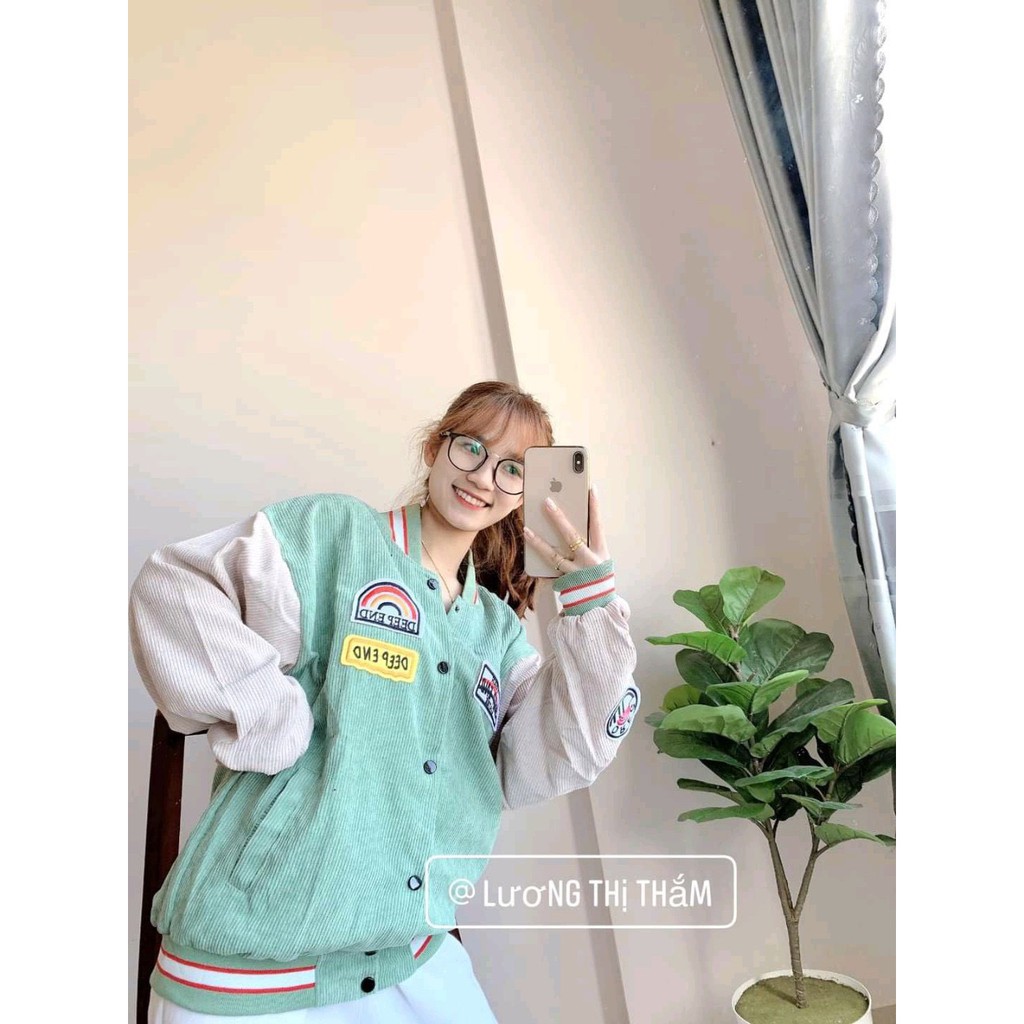 Áo bomber nhung thêu logo Cầu Vồng Nam Nữ (hotrend Tiktok).