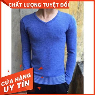Áo len nam cổ tim sợi pha cotton - xuongaolen.com