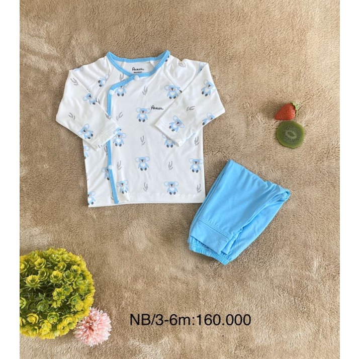 Avaler -   Bộ dài tay cài chéo sợi tre cho bé 3-7kg