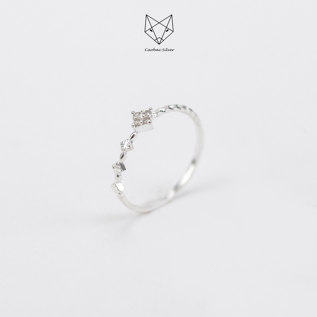Nhẫn Bạc Ta S925 Cao Cấp CaoBac Silver Hoạ Tiết Kim Cương Nhân Tạo Mini Phong Cách Cá Tính Dành Tặng Riêng Cho Bạn Gái