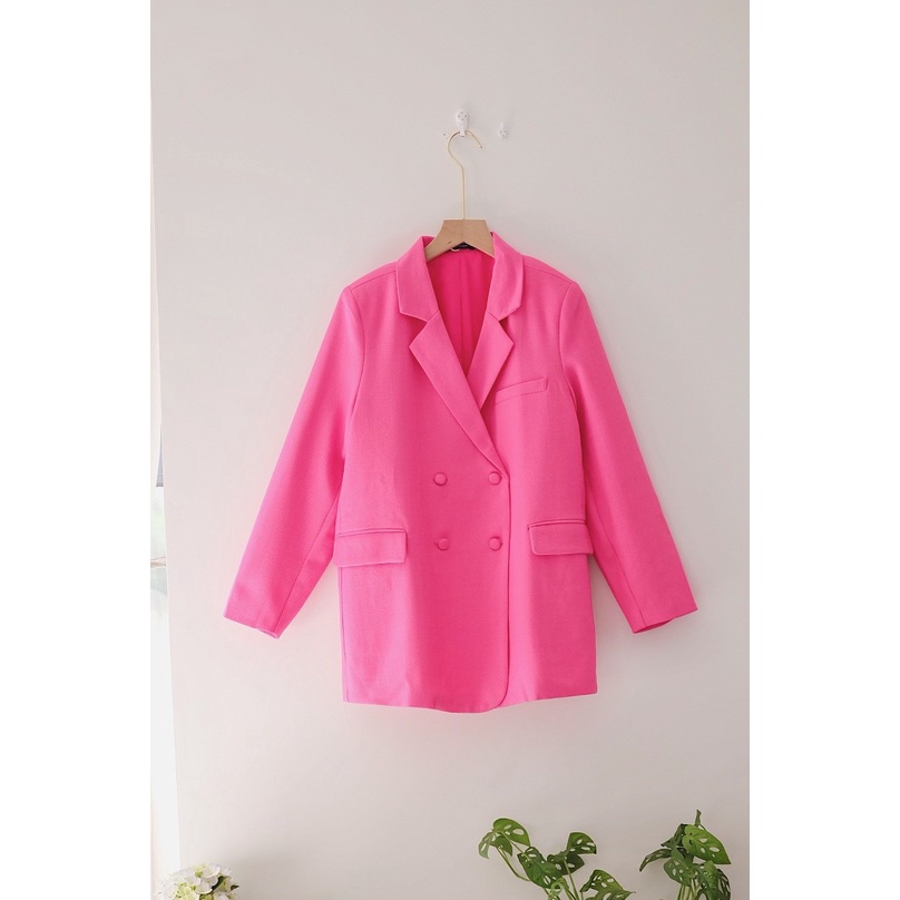 Ceci Cela - Áo Vest Blazer Màu Hồng Cánh Sen Hot trend Tay Dài