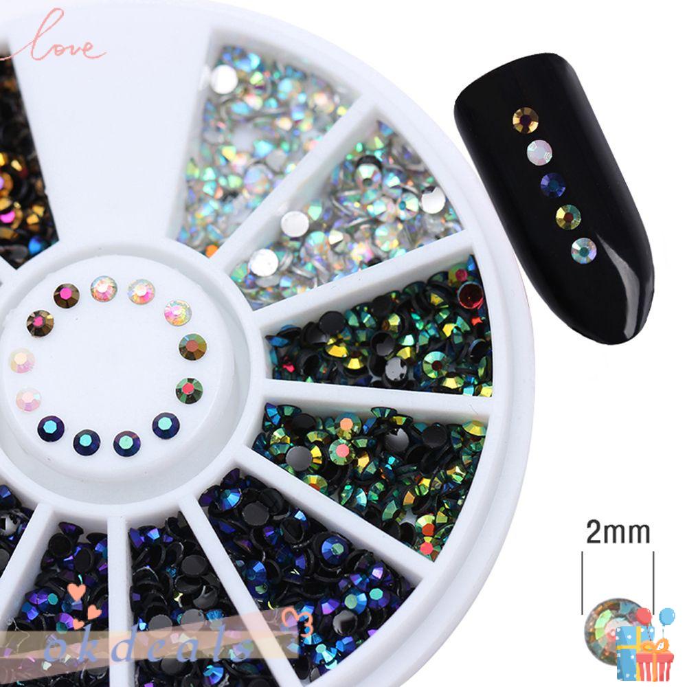 ღ Okdealsღ Thời Trang AB 2mm|Đá Đính Móng Tay Lấp Lánh DIY|Đinh Tán 3D Trang Trí Nhiều Màu