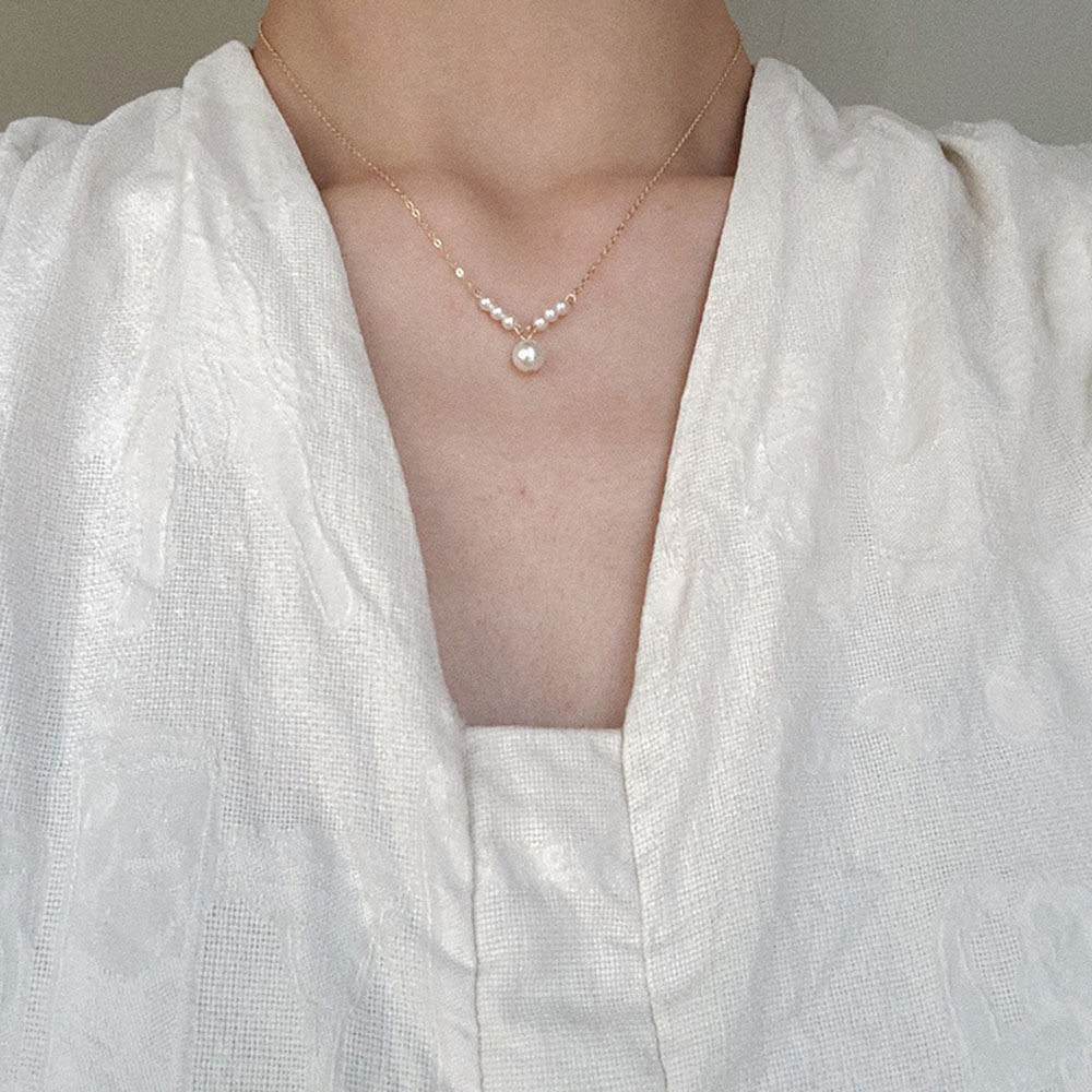 Vòng Cổ Choker Mặt Ngọc Trai Thanh Lịch Thời Trang Cổ Điển Cho Nữ