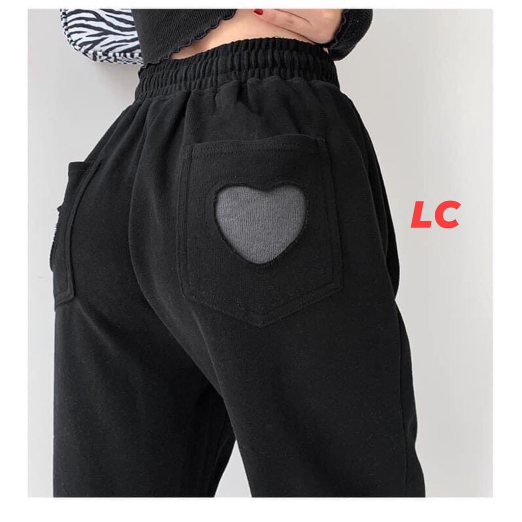 [Mã FAMAYWA giảm 10K đơn 50K] Quần nỉ bo chun in hình trái tim / Quần jogger ống rộng in hình trái tim | BigBuy360 - bigbuy360.vn