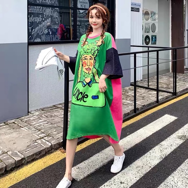 Bigsize Đầm suông oversize hoạ tiết độc lạ