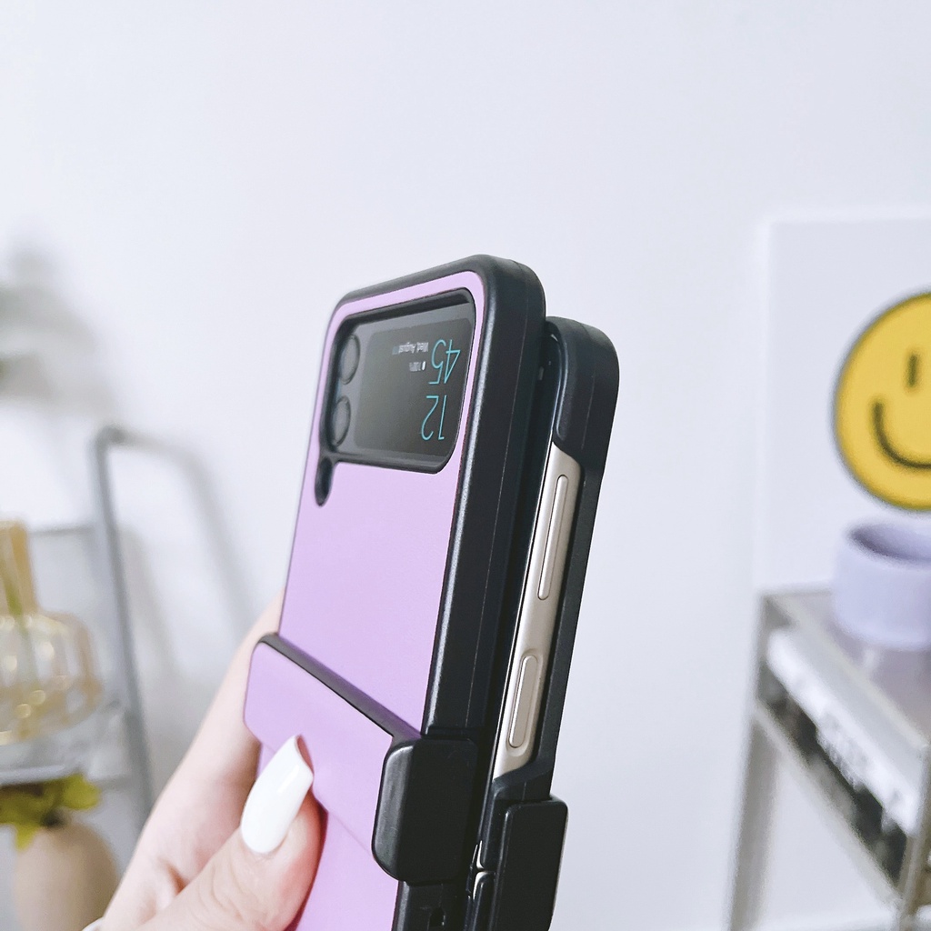 Bao Da Điện Thoại PC Cứng Nắp Gập 4 Màu Trơn Chống Sốc Cho Samsung Galaxy Z Flip 4 5G