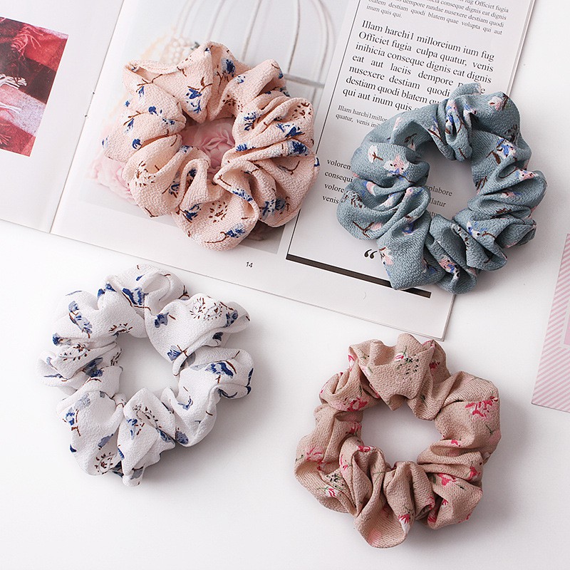 Cột Tóc Vải Scrunchies Họa Tiết Vintage Đáng Yêu Phong Cách Hàn Quốc - VANI STORE [PKT00101]