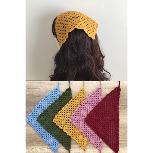 Làm theo yêu cầu) KHĂN BANDANA LEN ĐỘI ĐẦU HANDMADE