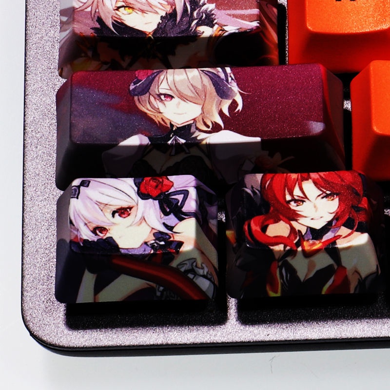 MmiHoYo KeyCap PBT 108 phím Keycap Thuốc nhuộm Thăng hoa Phim hoạt hình Anime Keycap cho Cherry Mx Bàn phím cơ chuyển đổi Gateron Kailh