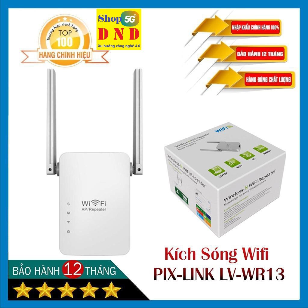 KÍCH SÓNG 2 RÂU WIFI PIX-LINK LV-WR13. Có xuất ra cổng lan dùng cho máy tính không có wifi, sản phẩm chính hãng