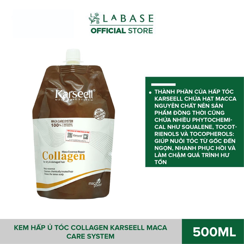 Kem Hấp Ủ Tóc Collagen Karseell Maca Essence Repair For Dry & Damaged Túi 500ml
