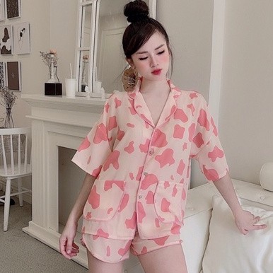 Bộ đồ ngủ pijama lụa mango freesize dáng tay cánh dơi mặc cực xinh Đồ ngủ dễ thương mát mẻ mặc hè thu ở nhà | BigBuy360 - bigbuy360.vn