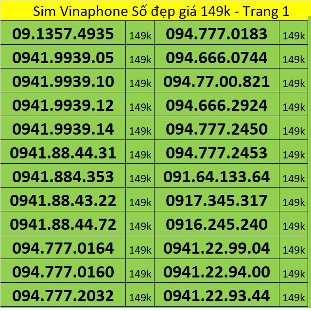 Sim số Vinaphone giá rẻ Vinaphone