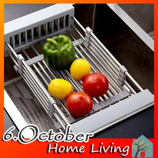 Rổ inox rút gọn gác bồn rửa chén tiện ích
