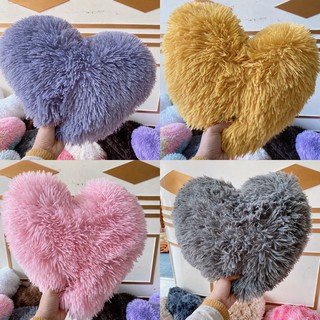 GỐI TRANG TRÍ HÌNH TRÁI TIM CHẤT LIỆU NỈ NHUNG LÔNG DÀI MẪU SIÊU CUTE (CÓ KÈM RUỘT)