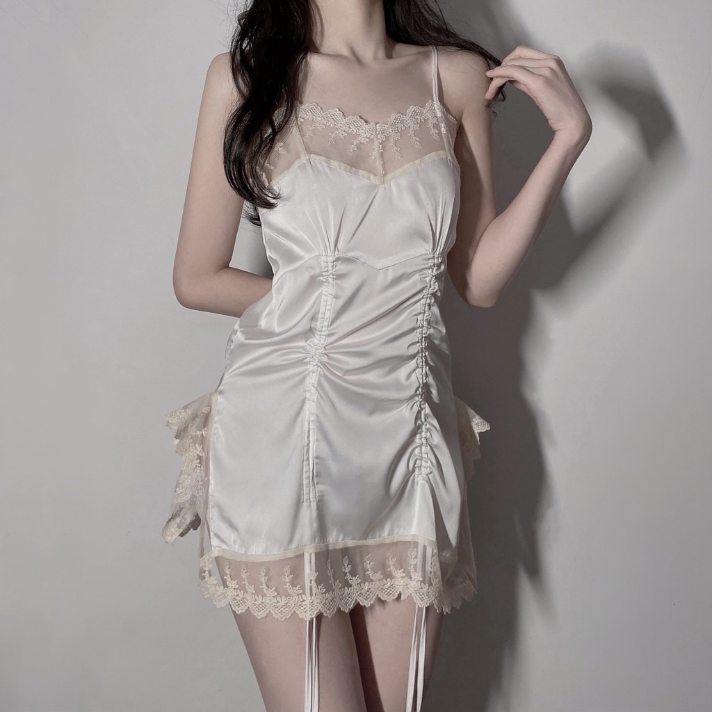 Đồ ngủ Hai Dây Bằng Lụa Mát Phối Ren Mẫu Mới 20222 Thời Trang Mùa Hè Quyến Rũ Cho Nữ