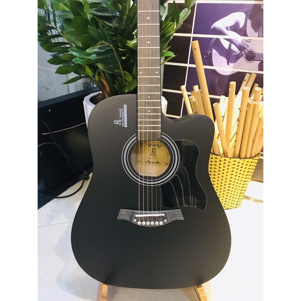 Guitar Acoustic Màu Đen Giá Tốt, Gỗ Nguyên Tấm - Sol.G