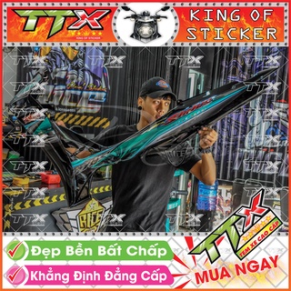 Tem Xe Sirius Đen Xanh Cuộn Lốc Xoáy - Tem Sirius Xanh Đen Siêu Đẹp - Mẫu Team Sirius Đen Xanh (s026-00)