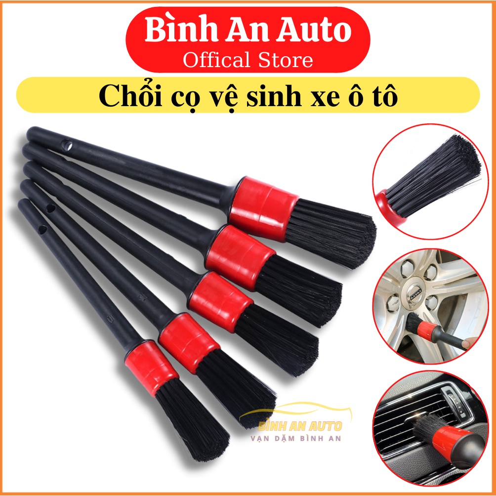 Bộ 5 Chổi Cọ Vệ Sinh Xe Ô Tô Đa Năng - Cọ Rửa Khoang Máy, Mân Xe, Nội Thất