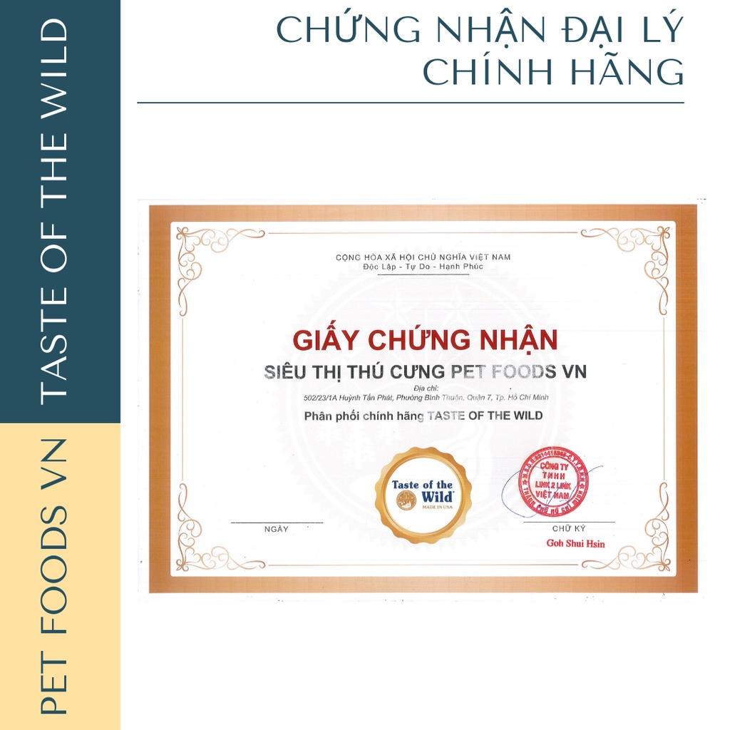 Hạt cho chó TASTE OF THE WILD High Prairie 2kg vị Bò Rừng &amp; Nai Nướng