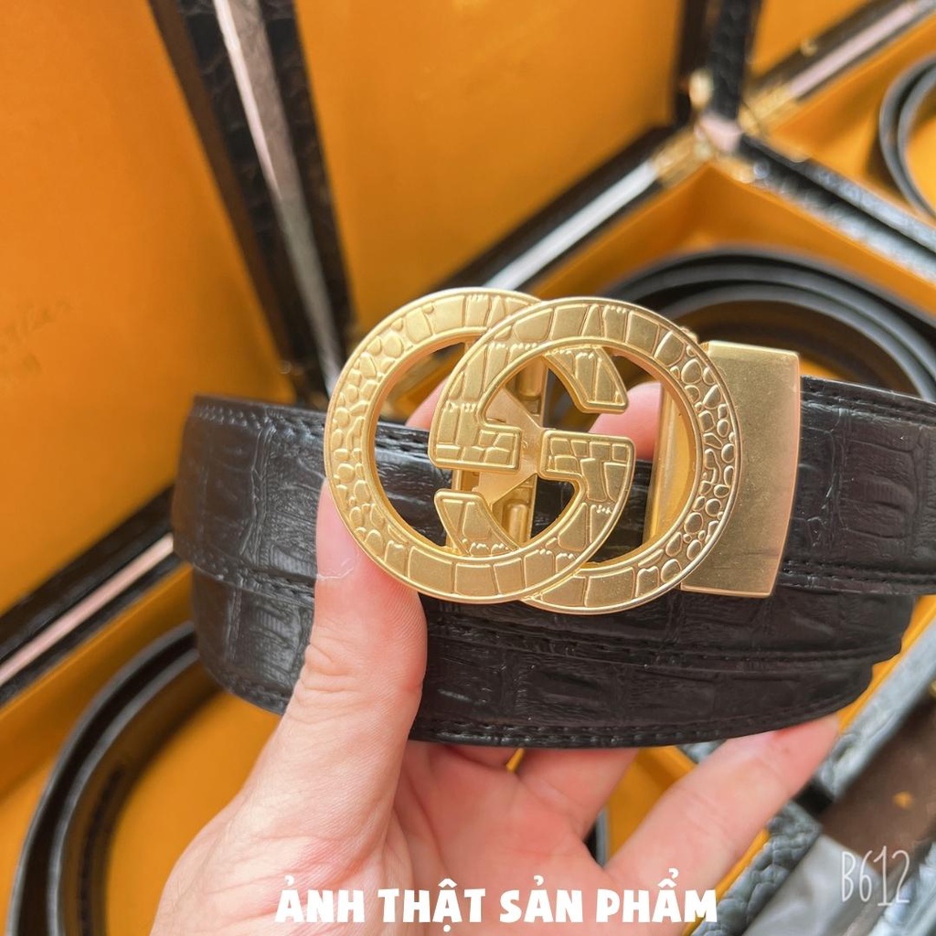 Thắt lưng nam - Dây nịt nam vân da cá sấu mặt khóa tự động, kim loại nguyên khối trẻ trung lịch lãm TL11