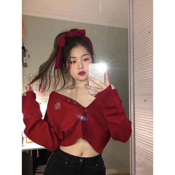 Croptop Cardigan Đỏ