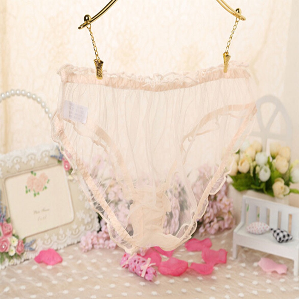 Quần lót phối ren xuyên thấu và nhún bèo quyến rũ cho nữ