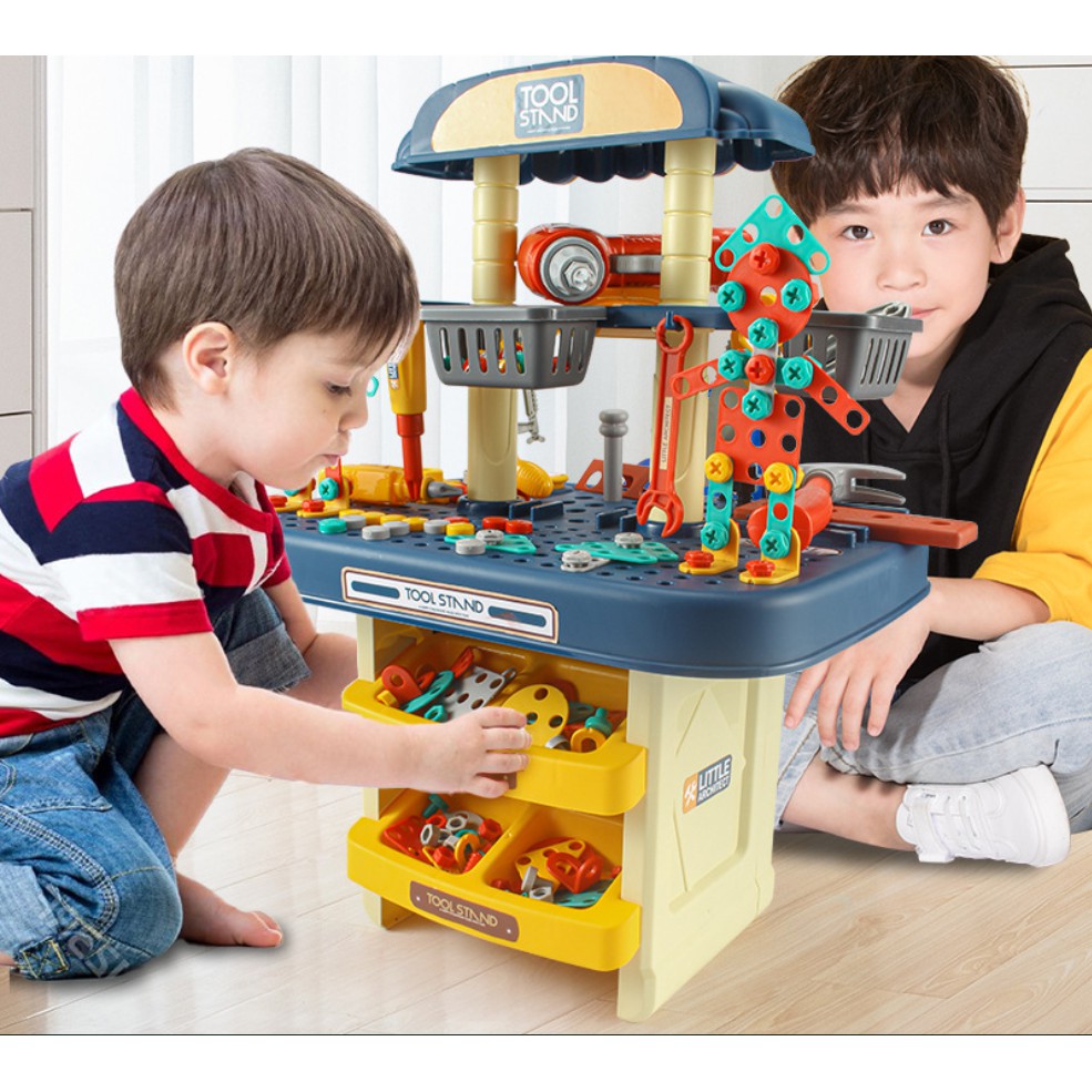 Bộ đồ chơi kỹ sư sửa chữa Montessori, máy khoan dụng cụ vặn vít tháo lắp, mô phỏng môi trường trải nghiệm học và chơi