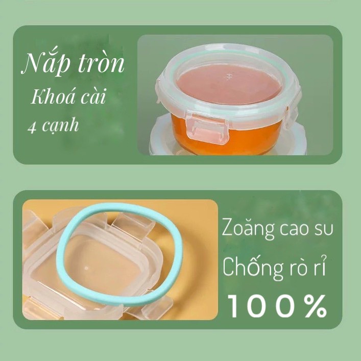 Hộp thủy tinh cao cấp chia vạch có nắp đậy 120ml