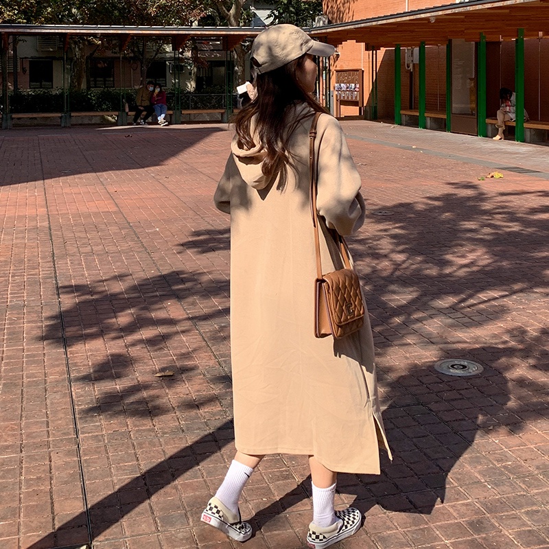 Đầm Hoodie Dáng Rộng In Chữ Thời Trang Mùa Thu Cho Nữ