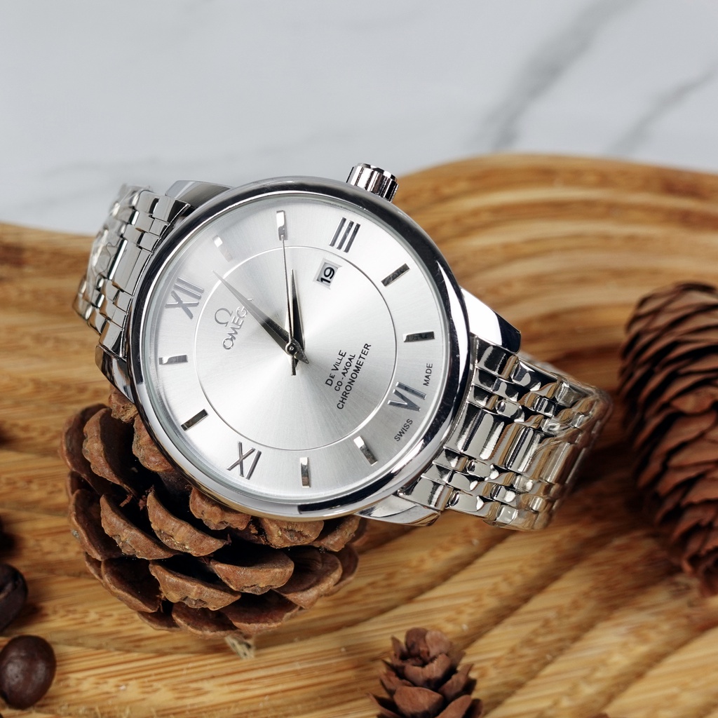 Đồng hồ nam O M E G A classic chính hãng cao cấp đẹp, đồng hồ nam dây kim loại sang trọng BH 24 tháng mã A37