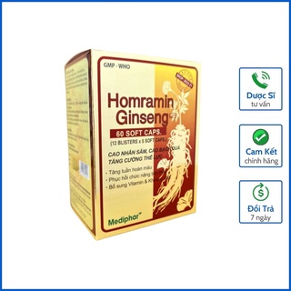 Viên Uống Bồi Bổ Sức Khỏe Homramin Ginseng Nhâm Sâm - Tăng Cường Thể Lực Homtamin Ginseng - Hộp 60 Viên