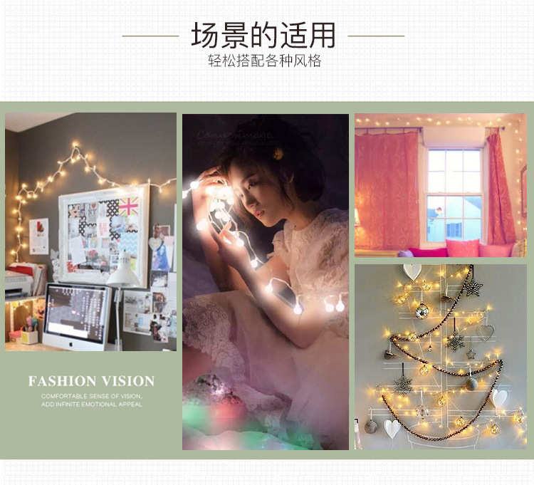 Dây đèn led pha lê trong suốt màu sắc tươi sáng ấm áp dùng trang trí (chạy bằng pin AA)