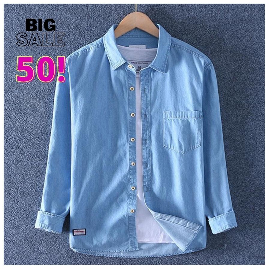 Sơ Mi Nam chất liệu Jean Denim 100% Cotton, Túi Ngực, Tay dài, Dáng xuông, Hàng cao cấp, chống nắng nóng.