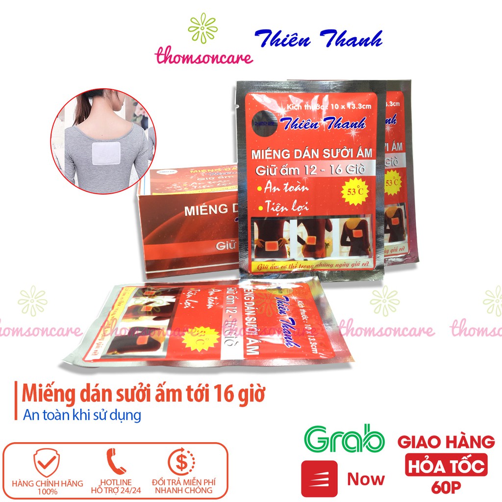 Miếng dán sưởi ấm Thiên Thanh, giảm đau bụng, đau do chấn thương - Gói 1 miếng